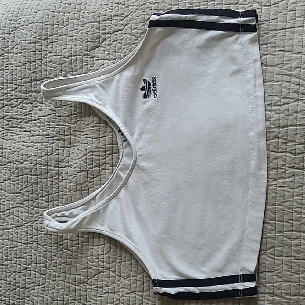 Adidas Adicolor Classics Black and White Crop Top Women's Large